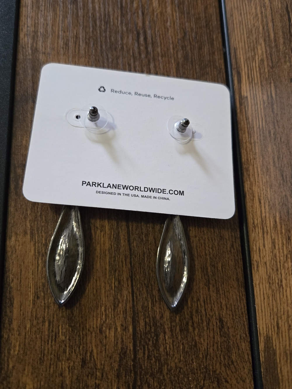 ParkLane Gunmetal Pave Teardrop Dangle Earrings - Picture 2 of 2